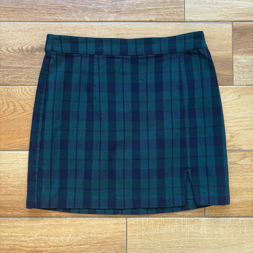 Garage Tartan Mini Skirt in Green and Navy